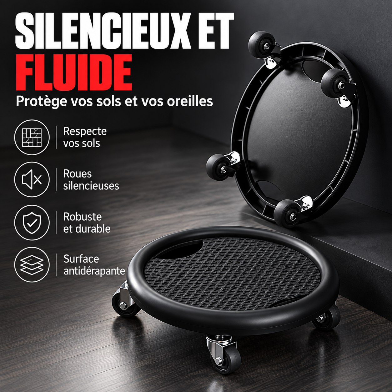 Disque Rouleau Abdominal avec Tapis de Genoux – Stabilité, confort & renforcement ✨