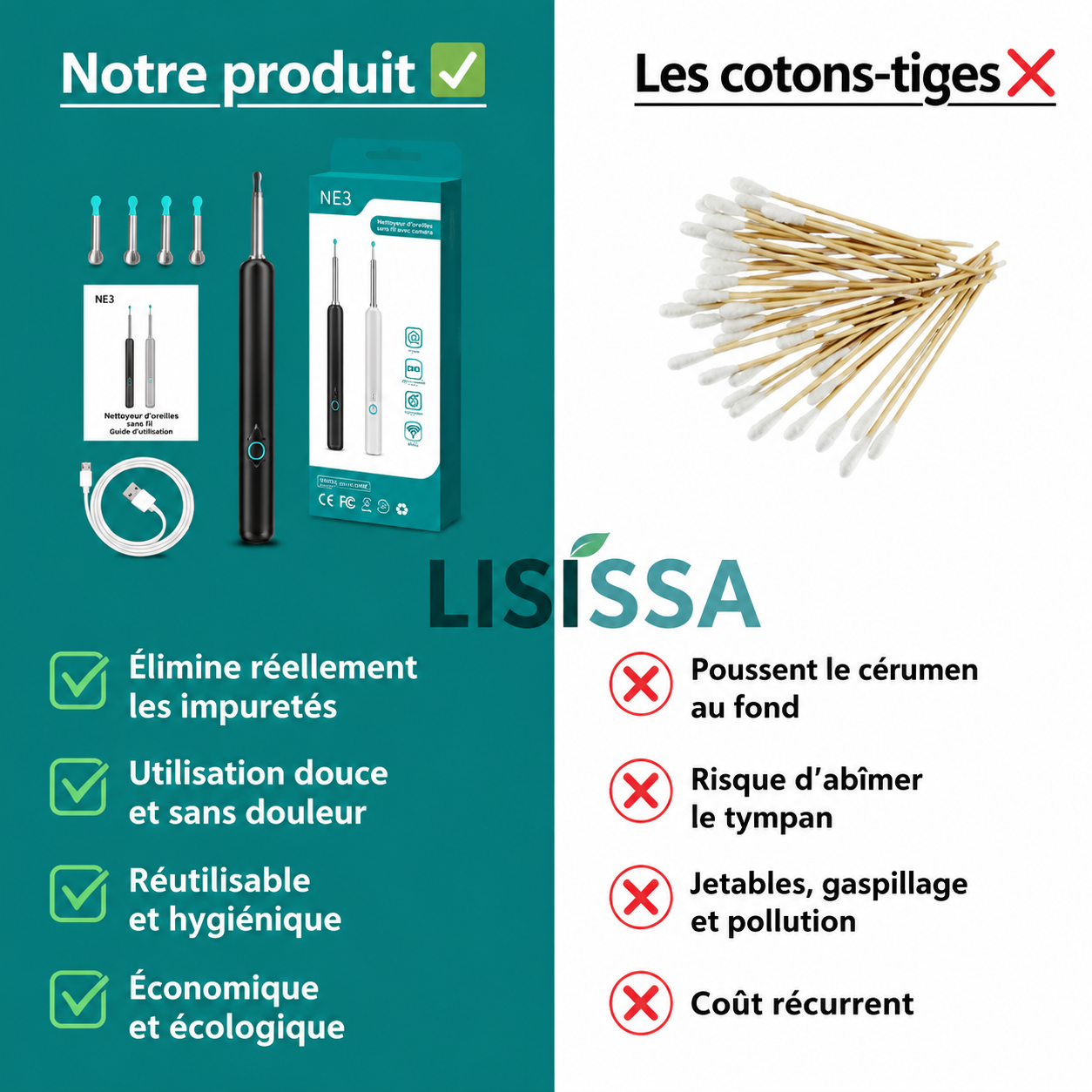 Nettoyeur d'oreille révolutionnaire avec caméra