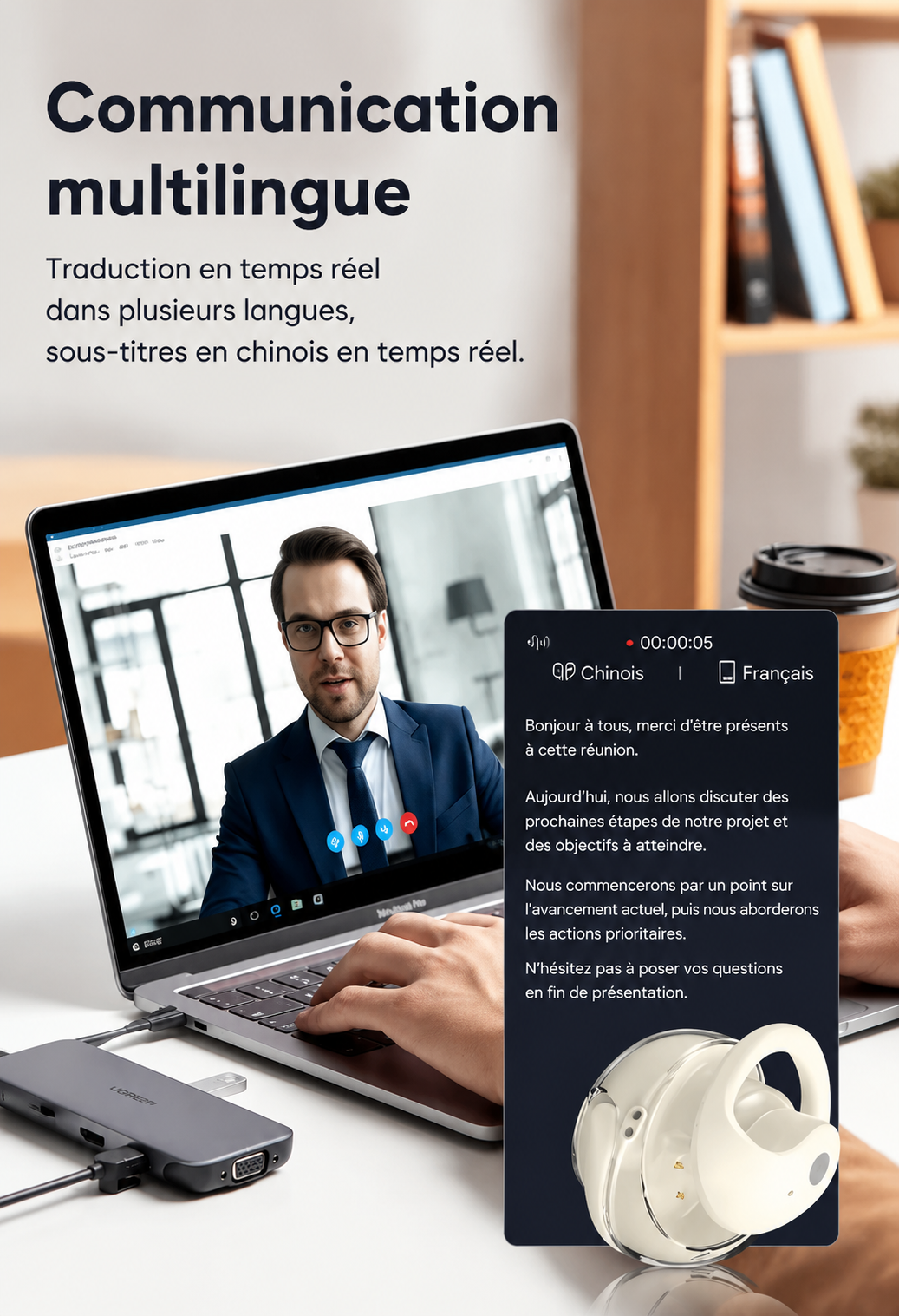 Ecouteurs Bluetooth IA de traduction