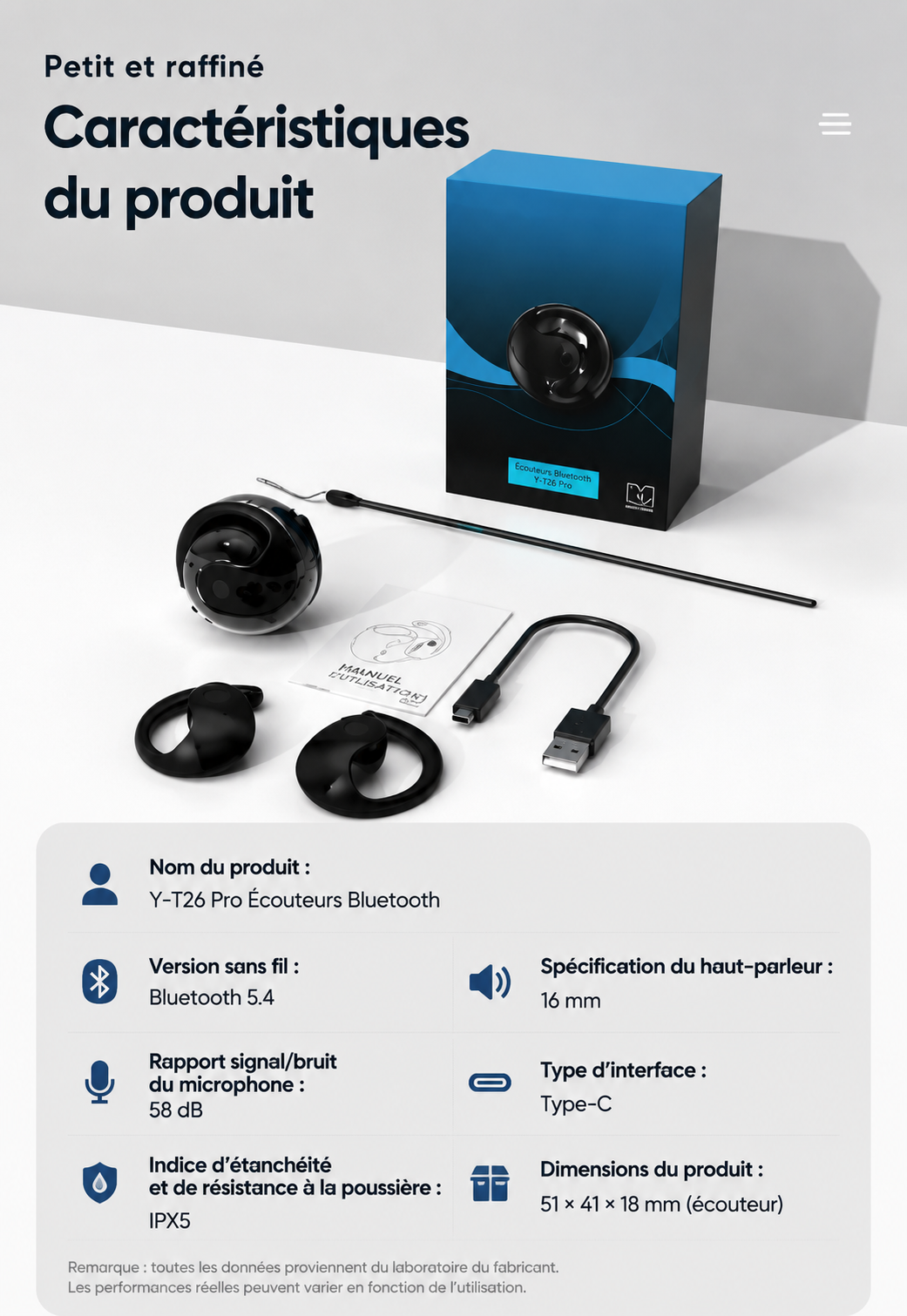 Ecouteurs Bluetooth IA de traduction