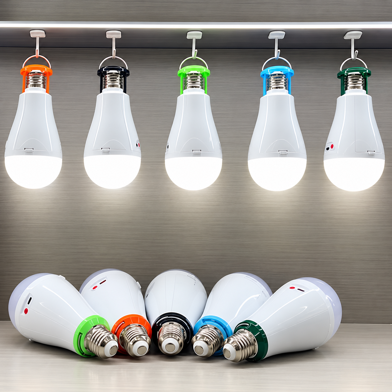 Pack de 5 Ampoules éco-led avec 10 Batteries Rechargeables + Garantie 1 AN/ 💡5 LED BULBS WITH 10 RECHARGEABLE BATTERIES
