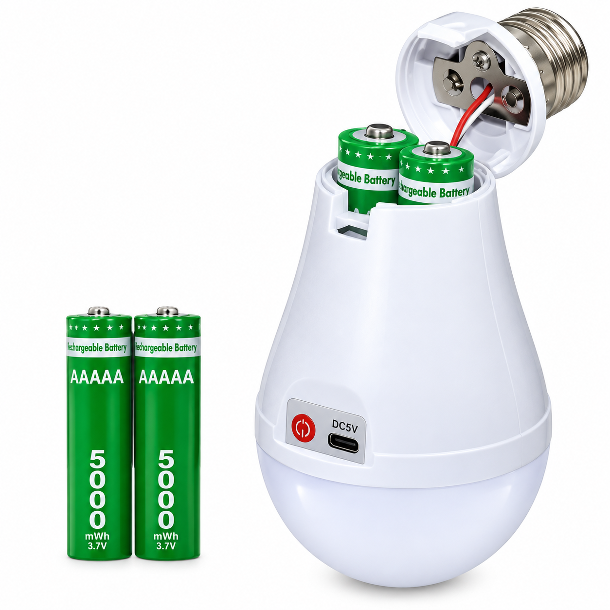 Pack de 5 Ampoules éco-led avec 10 Batteries Rechargeables + Garantie 1 AN/ 💡5 LED BULBS WITH 10 RECHARGEABLE BATTERIES