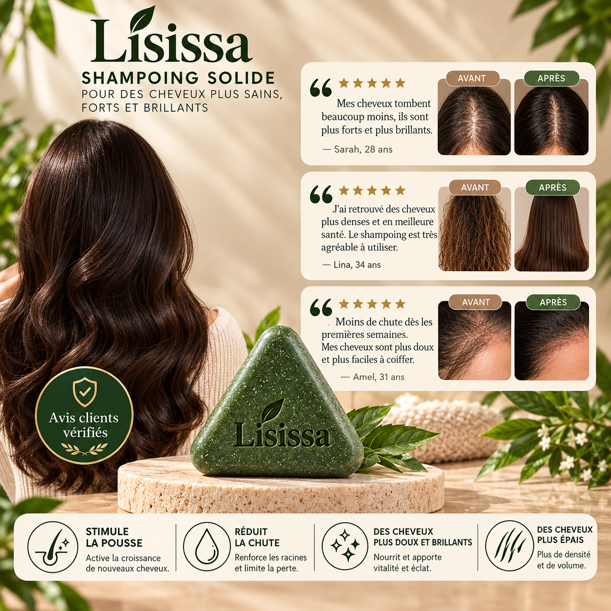 Pack Lisissa de 3 shampooings solides