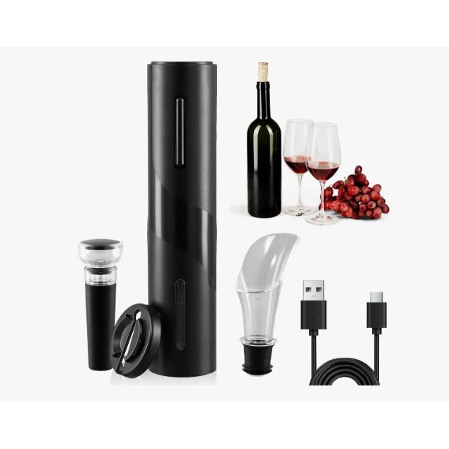 🍷 COFFRET OUVRE-VIN ÉLECTRIQUE 4 PIÈCES