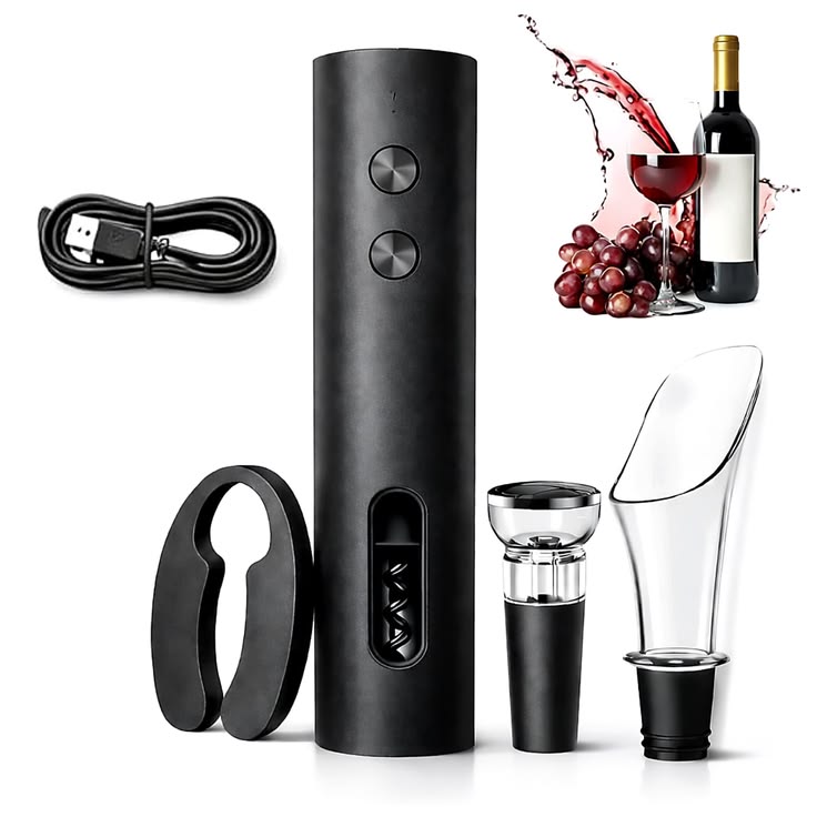 🍷 COFFRET OUVRE-VIN ÉLECTRIQUE 4 PIÈCES