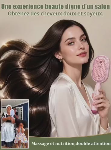 💆‍♀️ 50% DE RÉDUCTION ! 🎉 Brosse Électrique Cheveux – Spray Hydratant, Massage & Lissant Instantané ✨📦